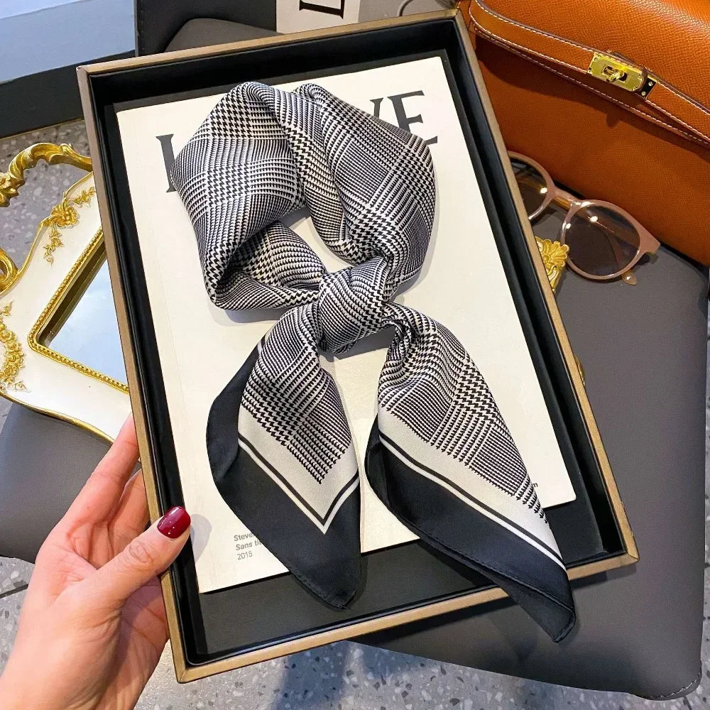 Fashion 70cm  Square Scarf Women Satin Hair Bandana