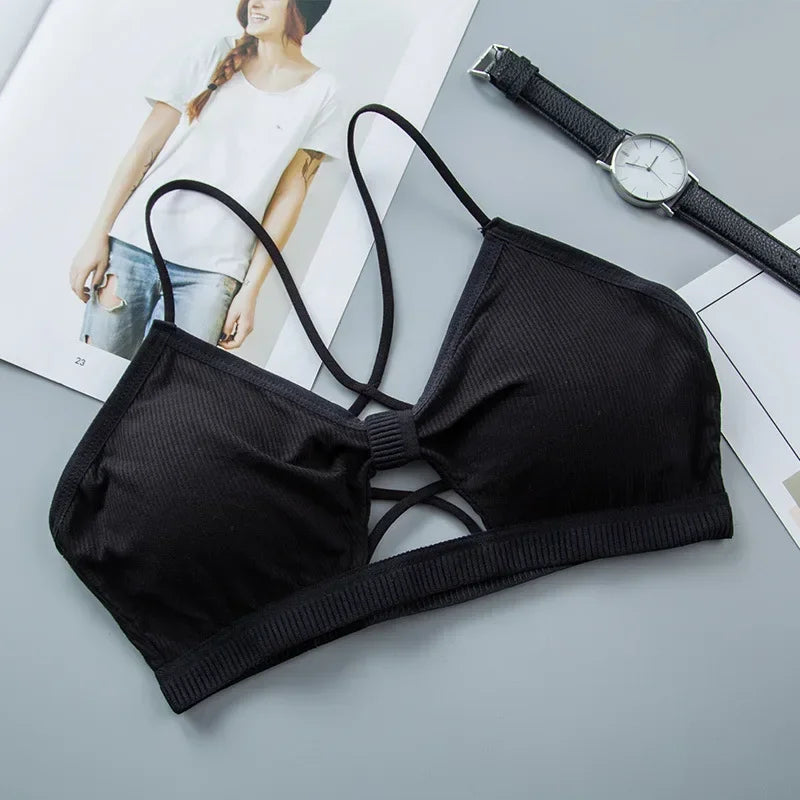 Women’s Cross Strap Push Up Sports Bra – Breathable Gym Crop Top
