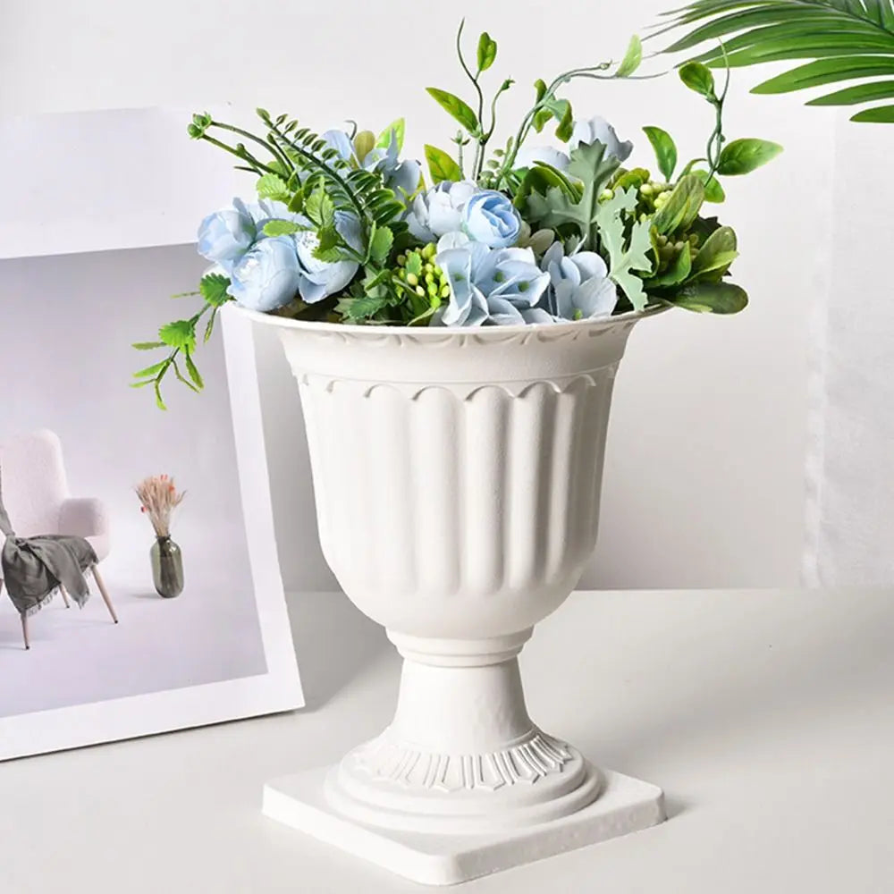 2pcs White Plastic Containers Flowerpot Roman Wedding