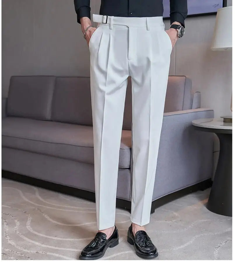 Men’s Slim Dress Pants – Adjustable Waist Business & Wedding Style