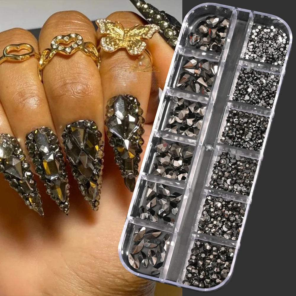 12Gird 3D Glass Crystal Nail Art