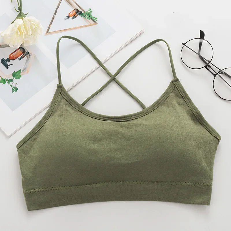 Women’s Cross Strap Push Up Sports Bra – Breathable Gym Crop Top