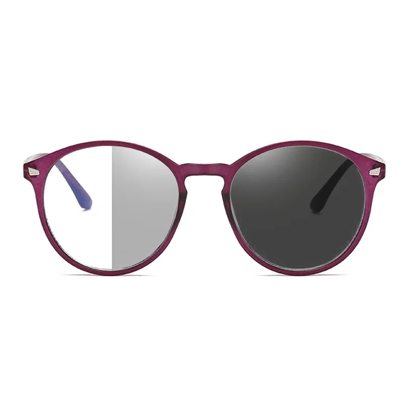 Photochromic Unisex Anti Blue Rays Glasses Round Frame