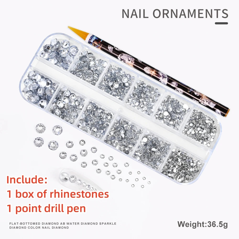 12Gird 3D Glass Crystal Nail Art