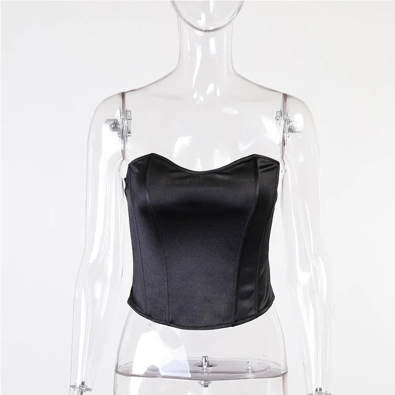 Elegant Slim Corset Cropped Top Strapless