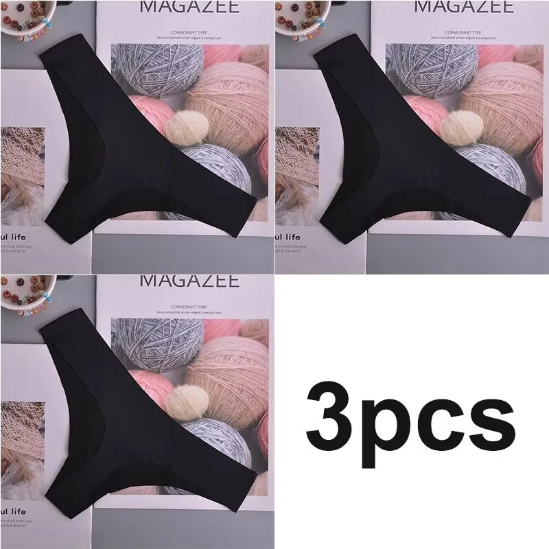 3PCS Women's Panties Ice Silk Underwear