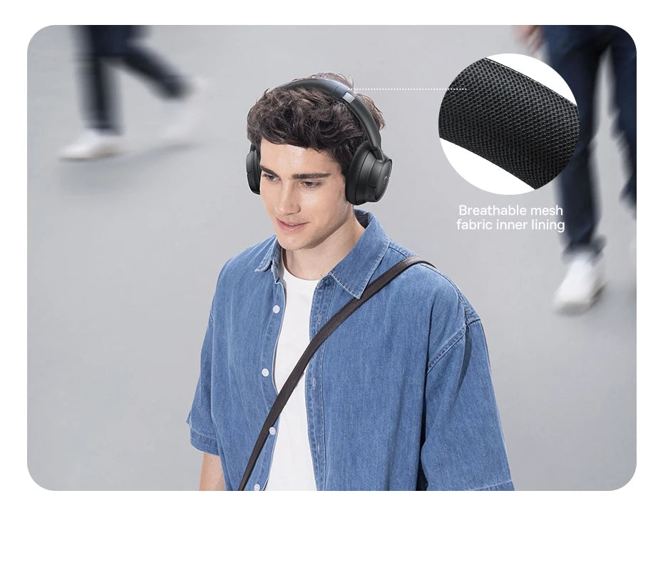 Baseus EH10 NC wireless headphones with adaptive noise canceling, Hi-Res audio, Bluetooth 6.0, and 80-hour battery.