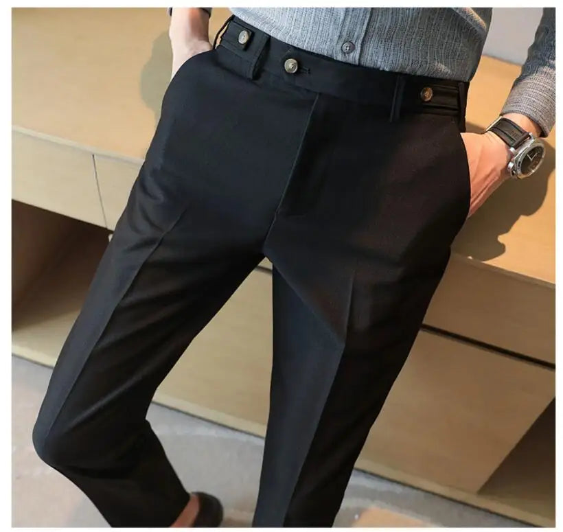 Men’s Slim Dress Pants – Adjustable Waist Business & Wedding Style