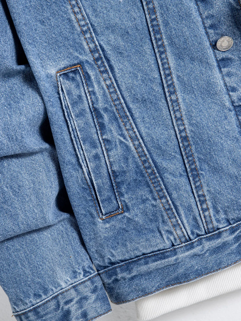 Men’s Blue Denim Jacket – Multi-Pocket Casual Street Style