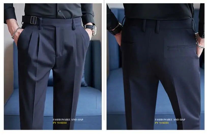 Men’s Slim Dress Pants – Adjustable Waist Business & Wedding Style