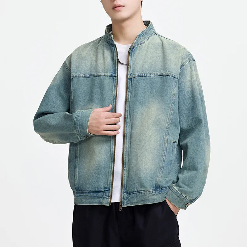 Men’s Casual Denim Jacket – Zipper Loose High Street Workwear