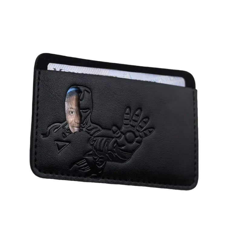 Personalized Leather Bat Mask Card Holder Wallet (Superhero Style)