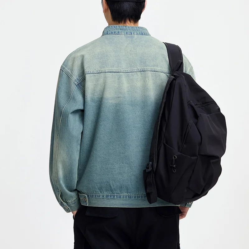 Men’s Casual Denim Jacket – Zipper Loose High Street Workwear