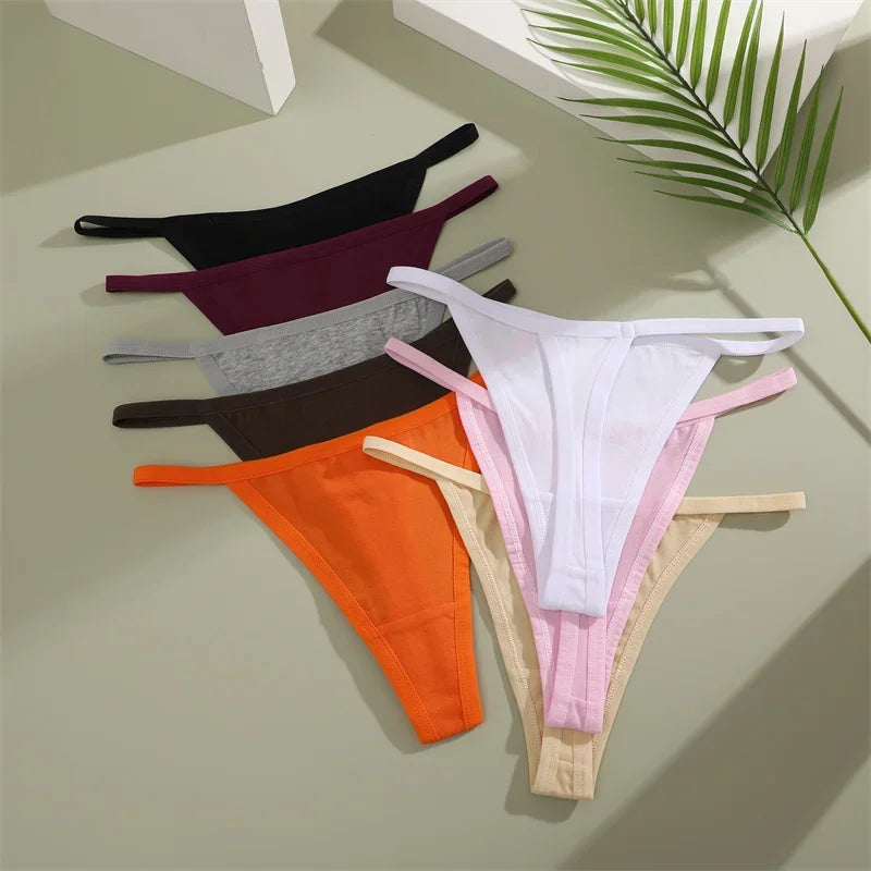 5-Pack Women’s Cotton Thong Panties – Low Waist Breathable Lingerie