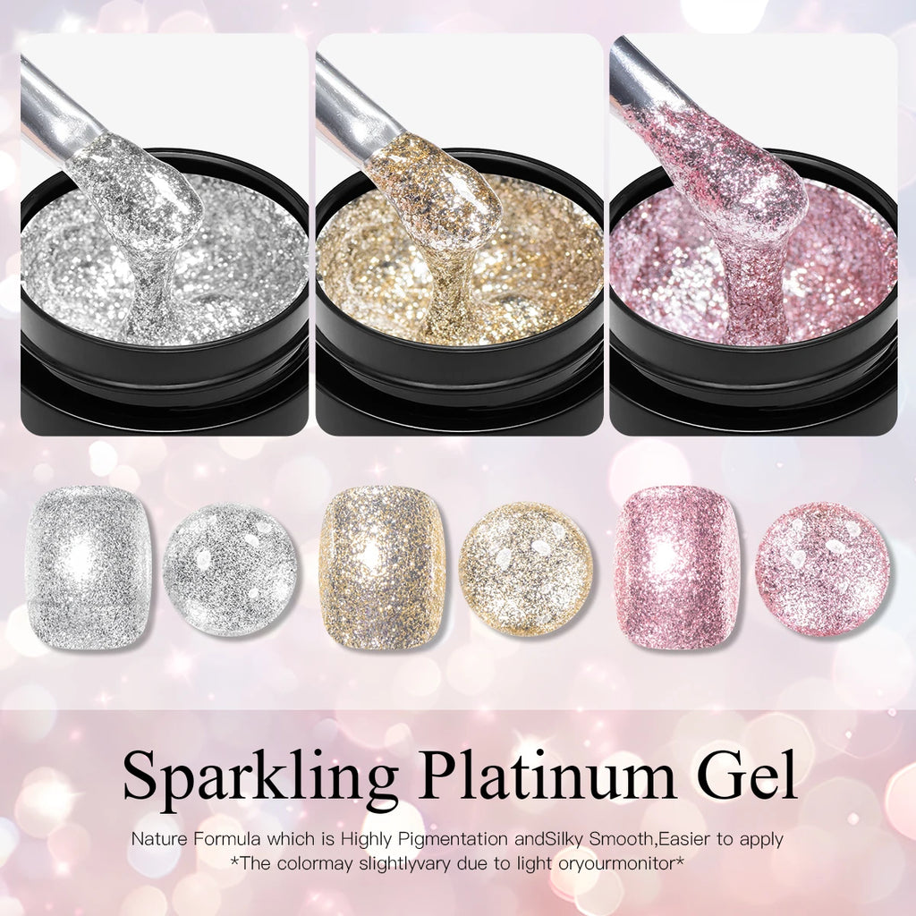Four Lily 8ml Gold Sparkling Platinum Nail Gel Polish