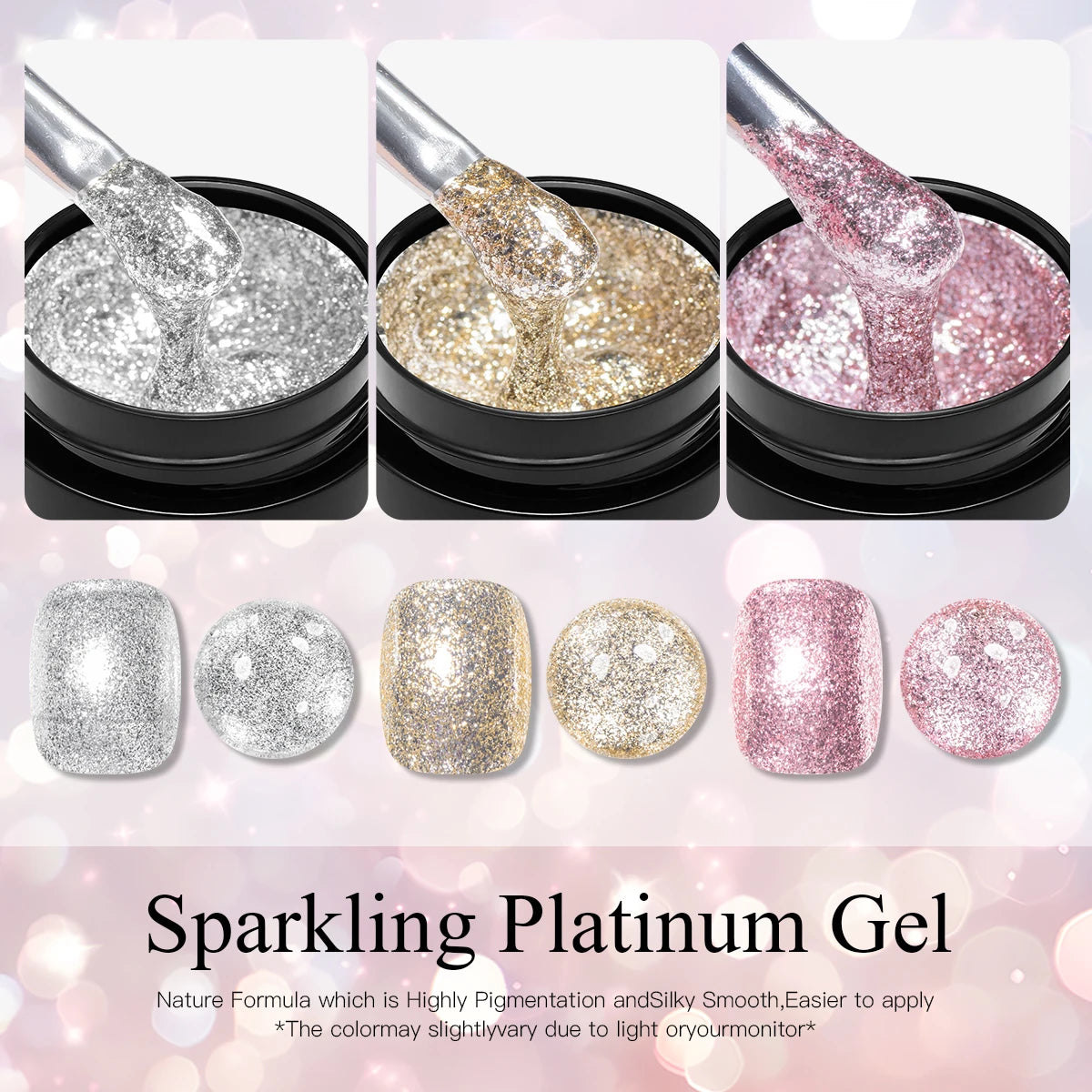 Four Lily 8ml Gold Sparkling Platinum Nail Gel Polish