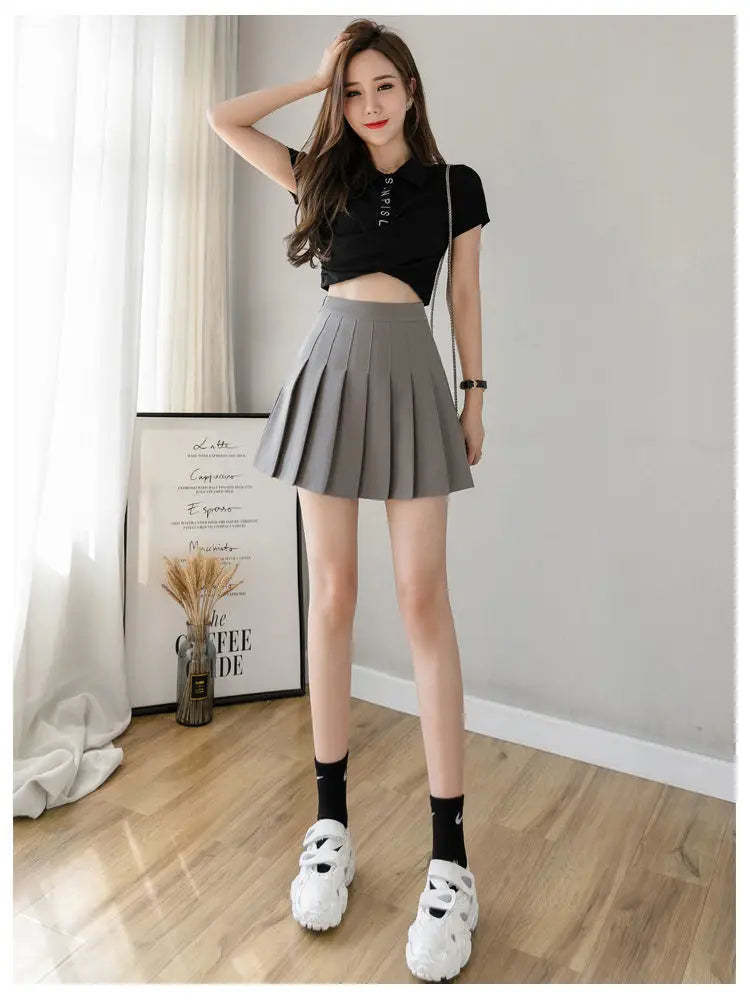 Kawaii Pink Plaid Pleated Mini Skirt (High-Waist Japanese School Style)