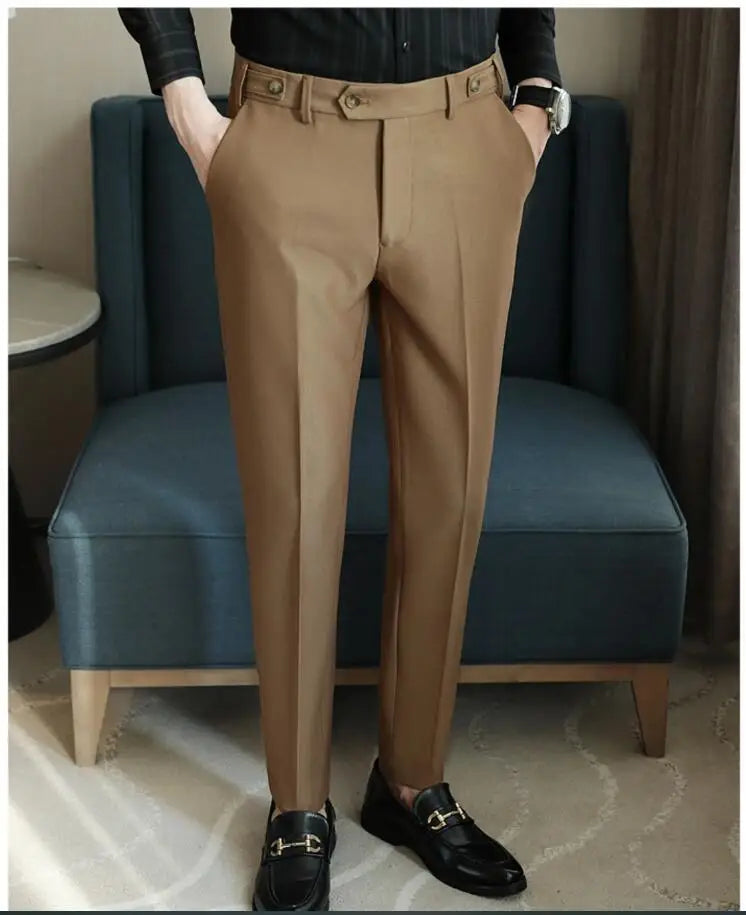 Men’s Slim Dress Pants – Adjustable Waist Business & Wedding Style