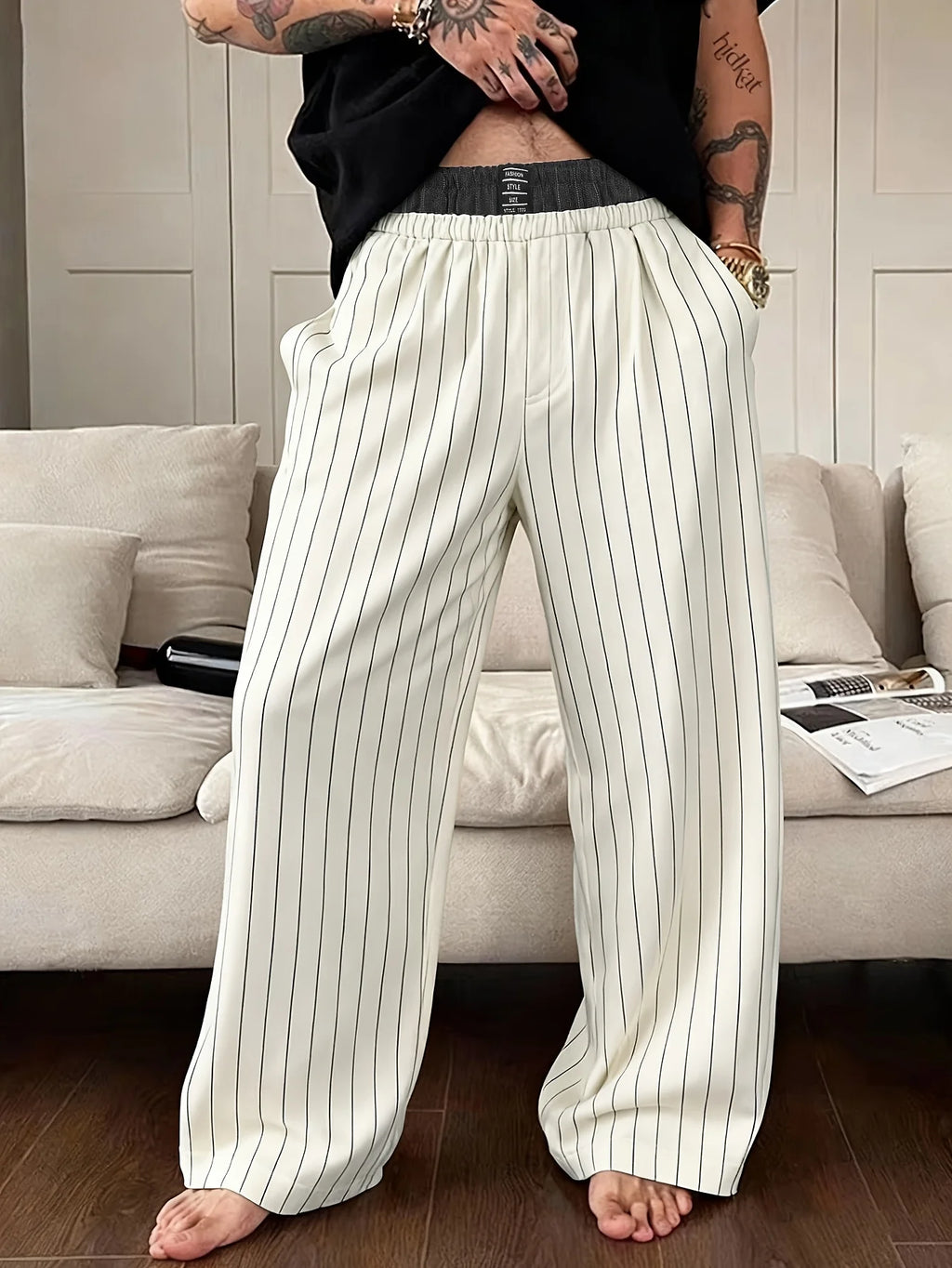 Men’s Double Waist Wide-Leg Trousers