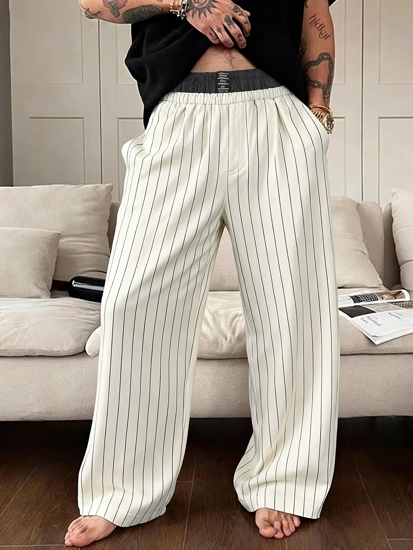 Men’s Double Waist Wide-Leg Trousers