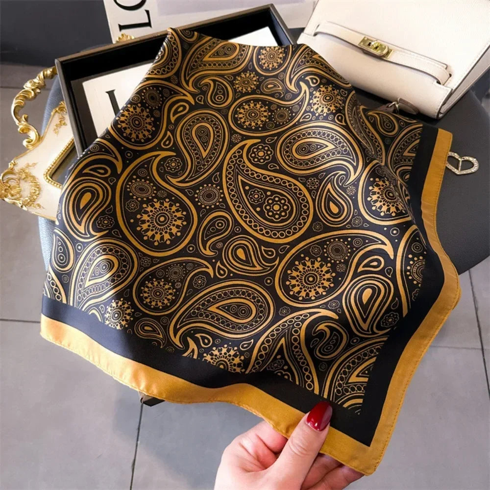 Fashion 70cm  Square Scarf Women Satin Hair Bandana
