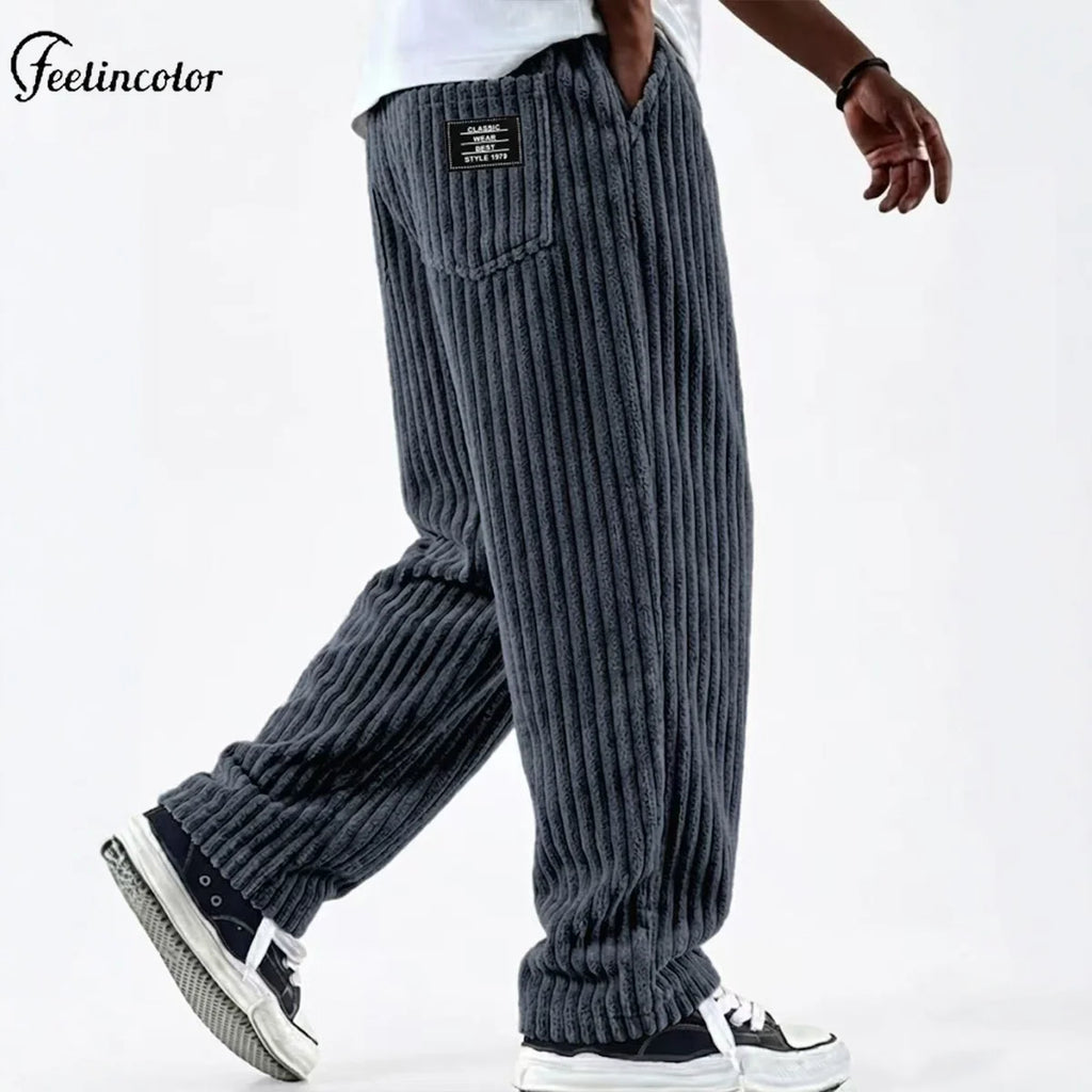 Men’s Retro Striped Corduroy Pants