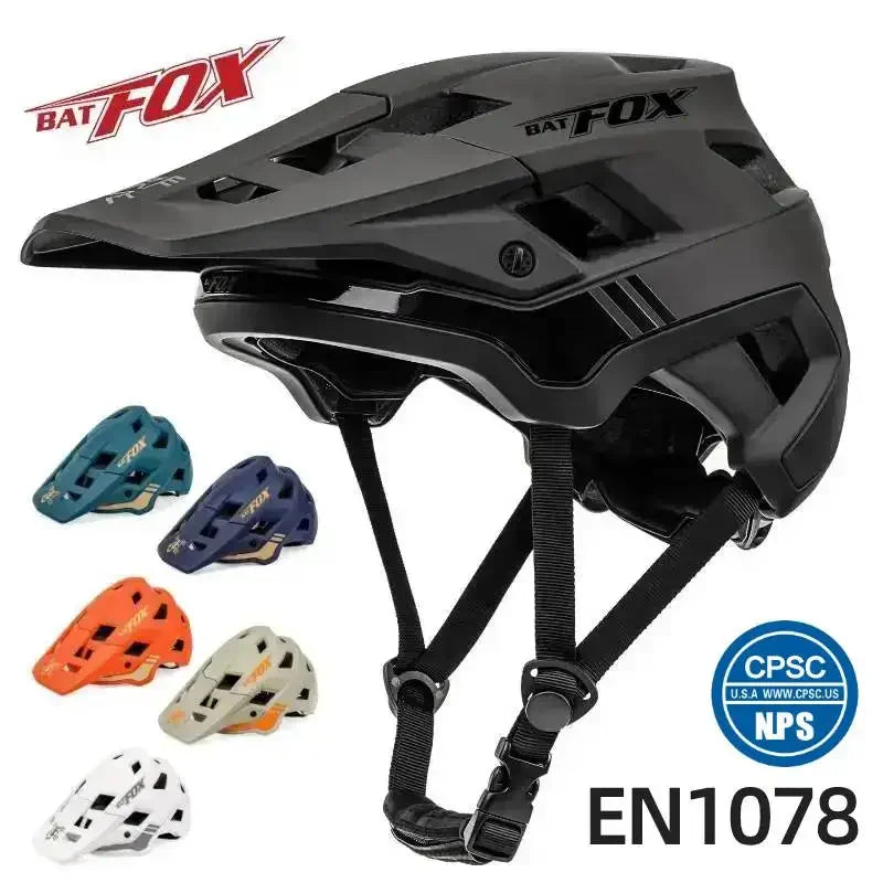 BATFOX Unisex MTB Bike Helmet – Matte Black Cycling Helmet