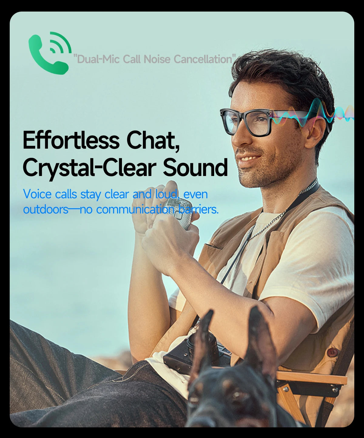 800W AI Camera Smart Glasses – Translation, Photo/Video, Waterproof, Calls, Color-Changing