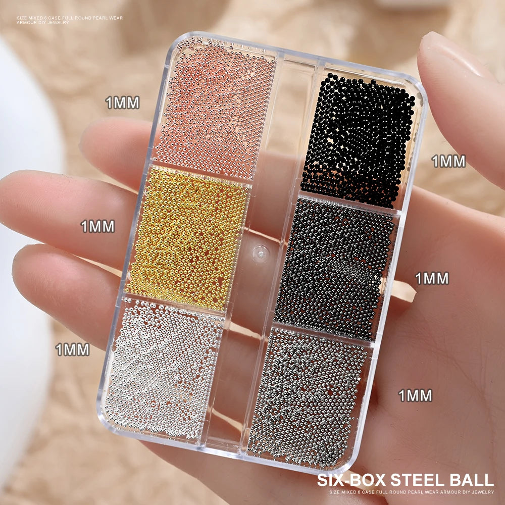 1 Box Half Round Flatback Nail Rhinestones Multi Size Gold& Silver