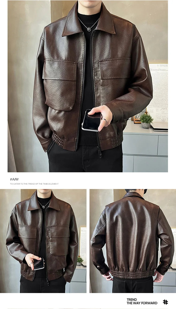 Men’s PU Leather Motorcycle Jacket