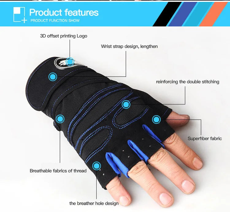 Shockproof Gym Gloves with Wrist Support (Fitness & Training)