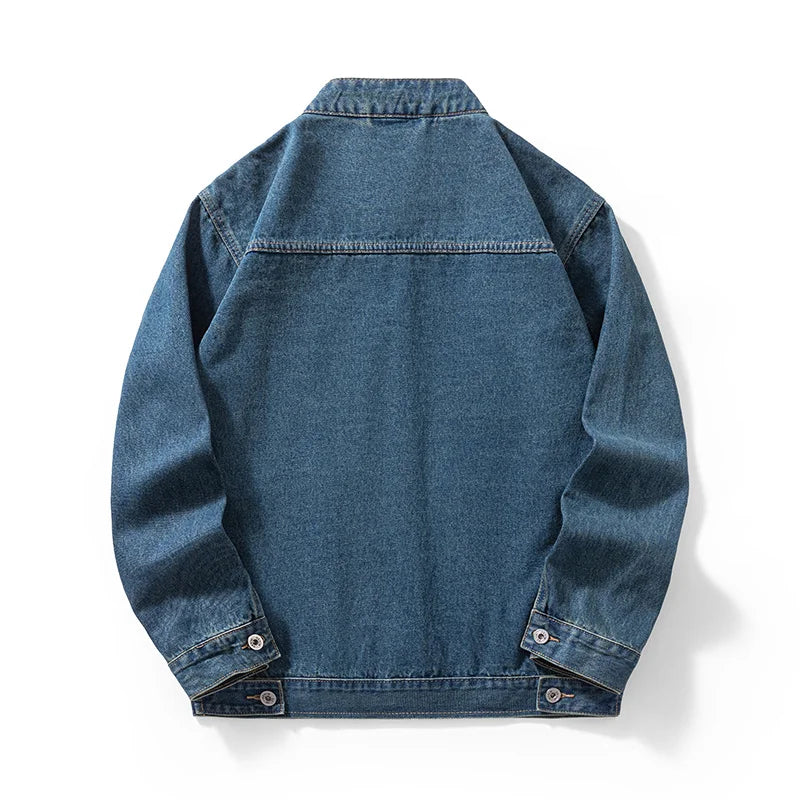 Men’s Casual Denim Jacket – Zipper Loose High Street Workwear
