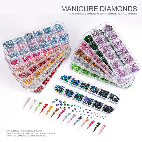 12Gird 3D Glass Crystal Nail Art
