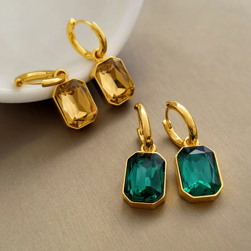 Trendy Gold Color Crystal Dangle Earrings