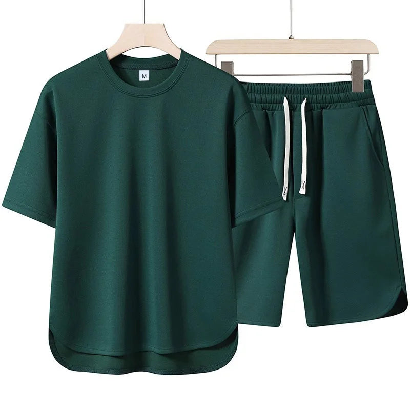 New Men Suit T-shirt+shorts Two Piece Set
