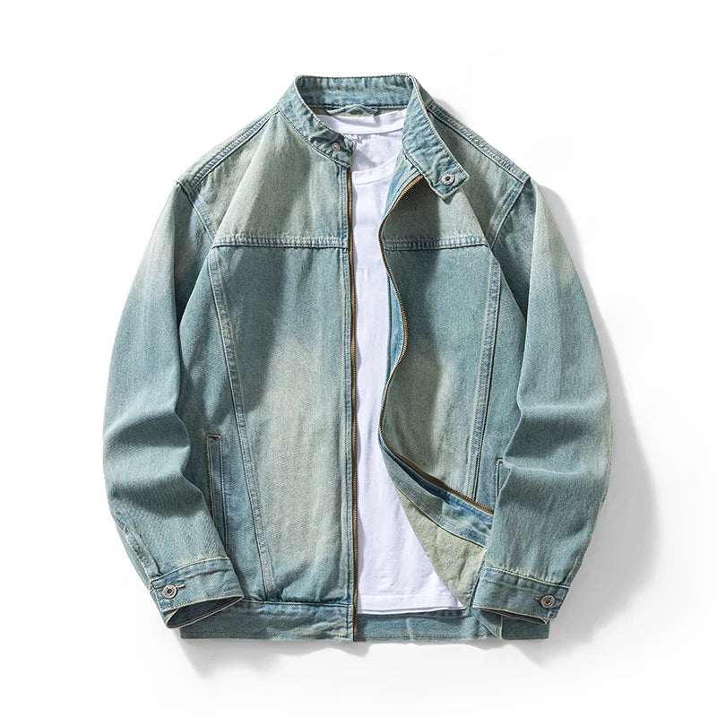 Men’s Casual Denim Jacket – Zipper Loose High Street Workwear
