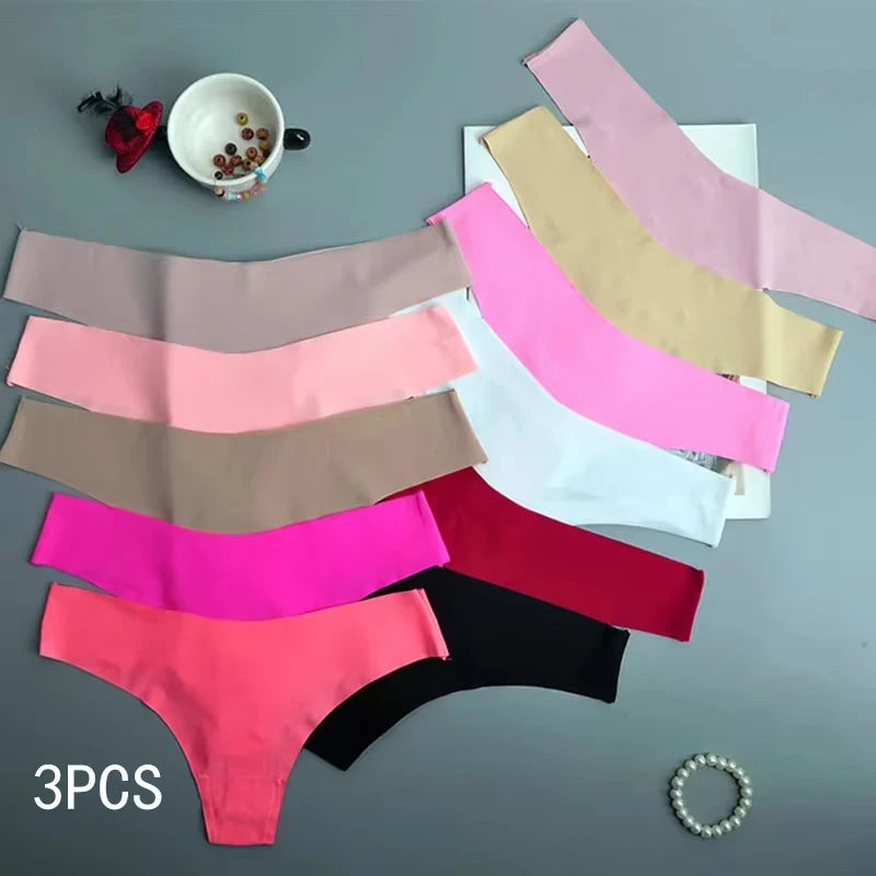 3PCS Women's Panties Ice Silk Underwear