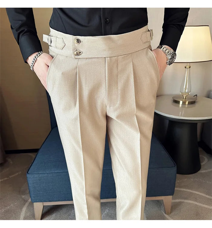Men’s Slim Dress Pants – Adjustable Waist Business & Wedding Style