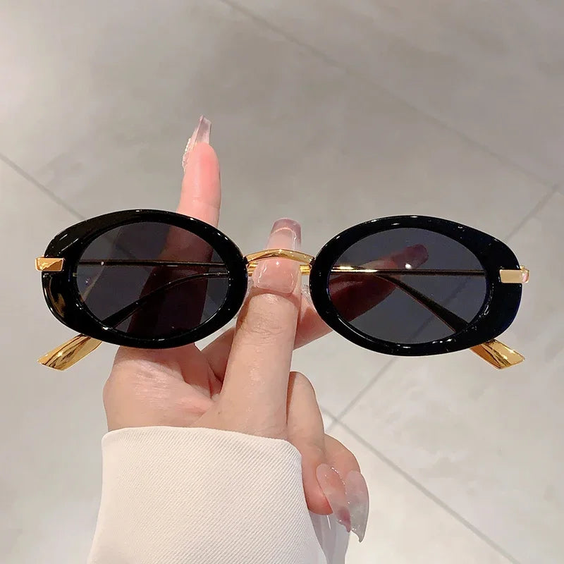 Trendy Luxury Designer Small Oval Frame Women's Sunglasses