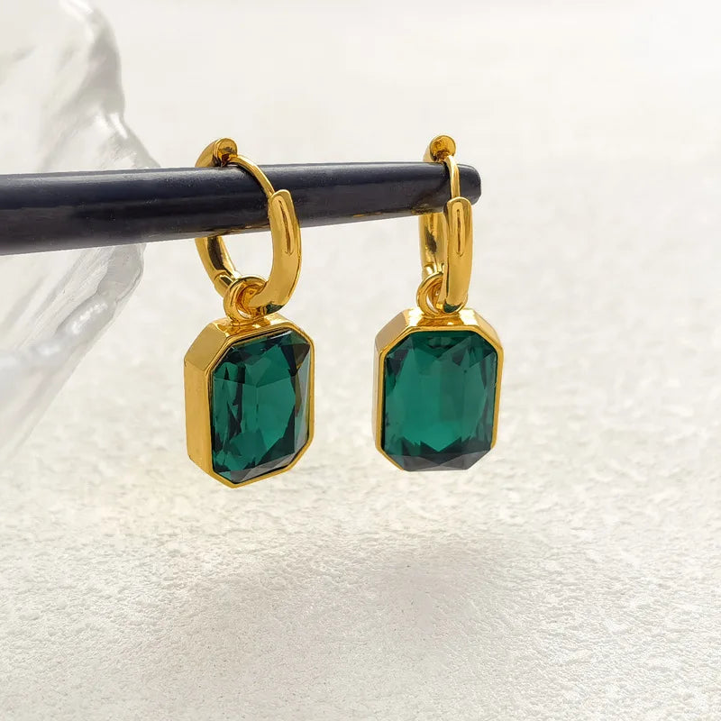 Trendy Gold Color Crystal Dangle Earrings