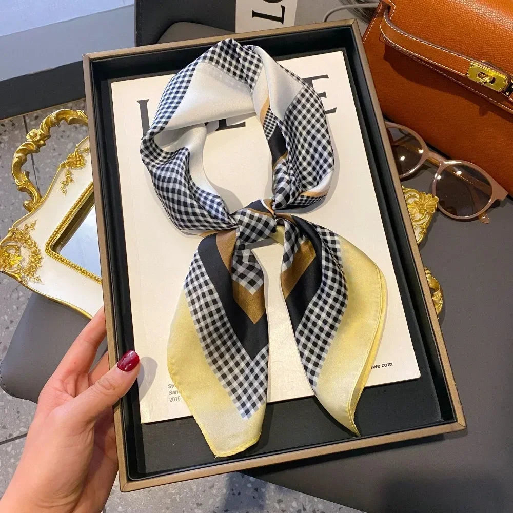 Fashion 70cm  Square Scarf Women Satin Hair Bandana