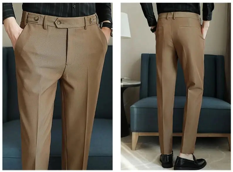 Men’s Slim Dress Pants – Adjustable Waist Business & Wedding Style