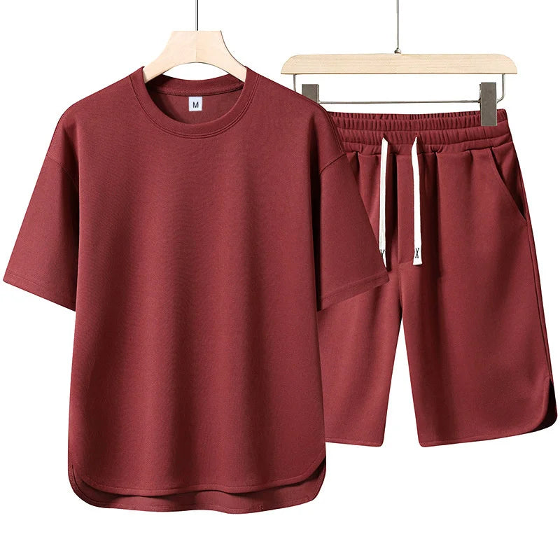 New Men Suit T-shirt+shorts Two Piece Set