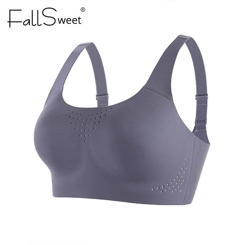 FallSweet Plus Size Wireless Sports Bra – Shockproof Thin Cup Bralette