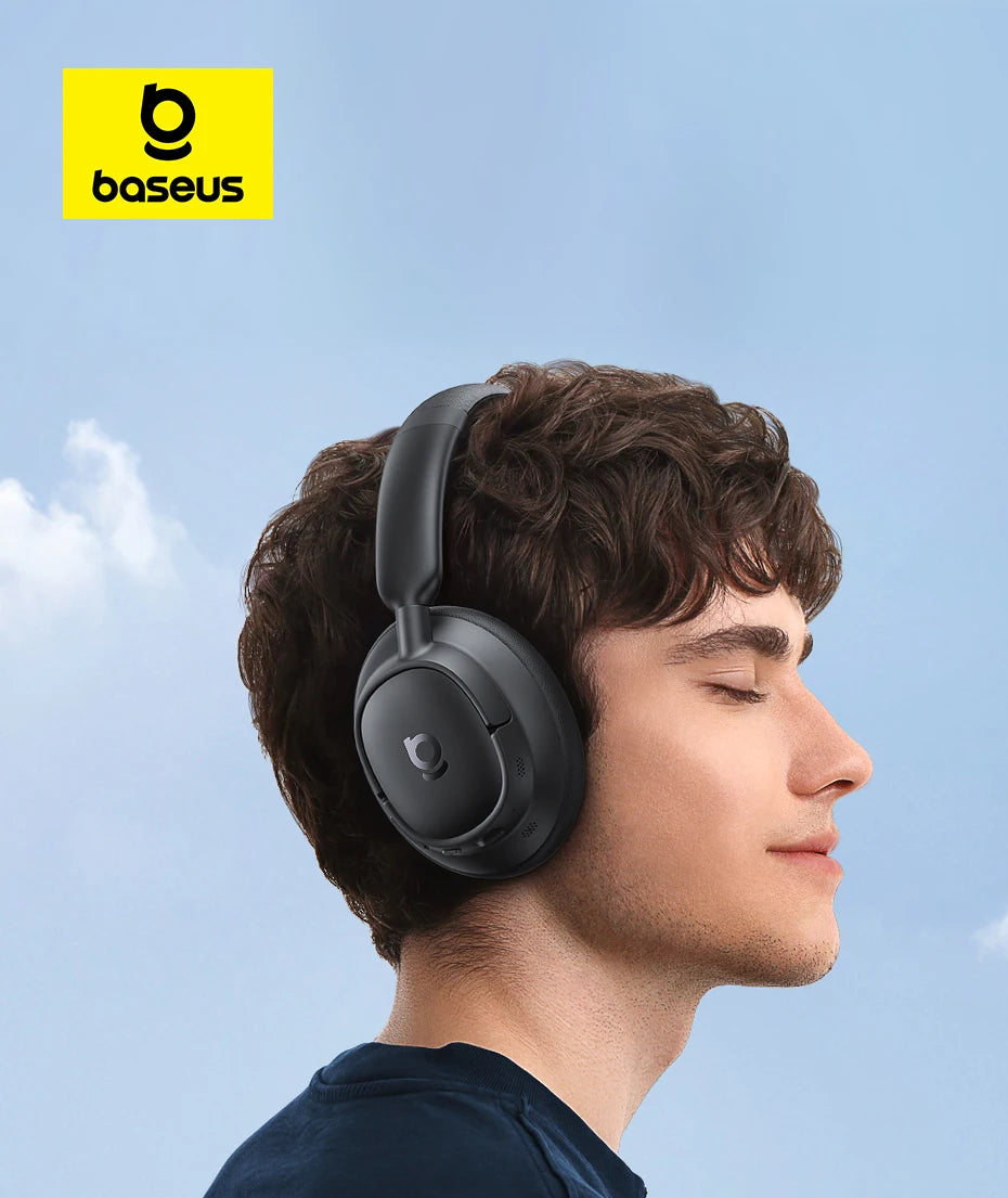 Baseus EH10 NC wireless headphones with adaptive noise canceling, Hi-Res audio, Bluetooth 6.0, and 80-hour battery.