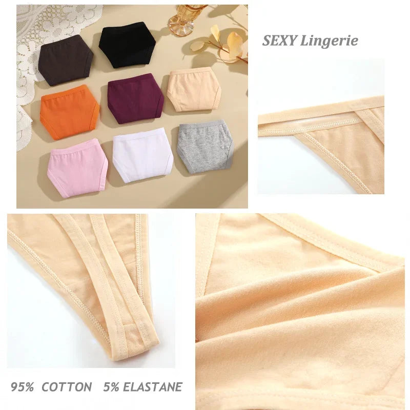 5-Pack Women’s Cotton Thong Panties – Low Waist Breathable Lingerie