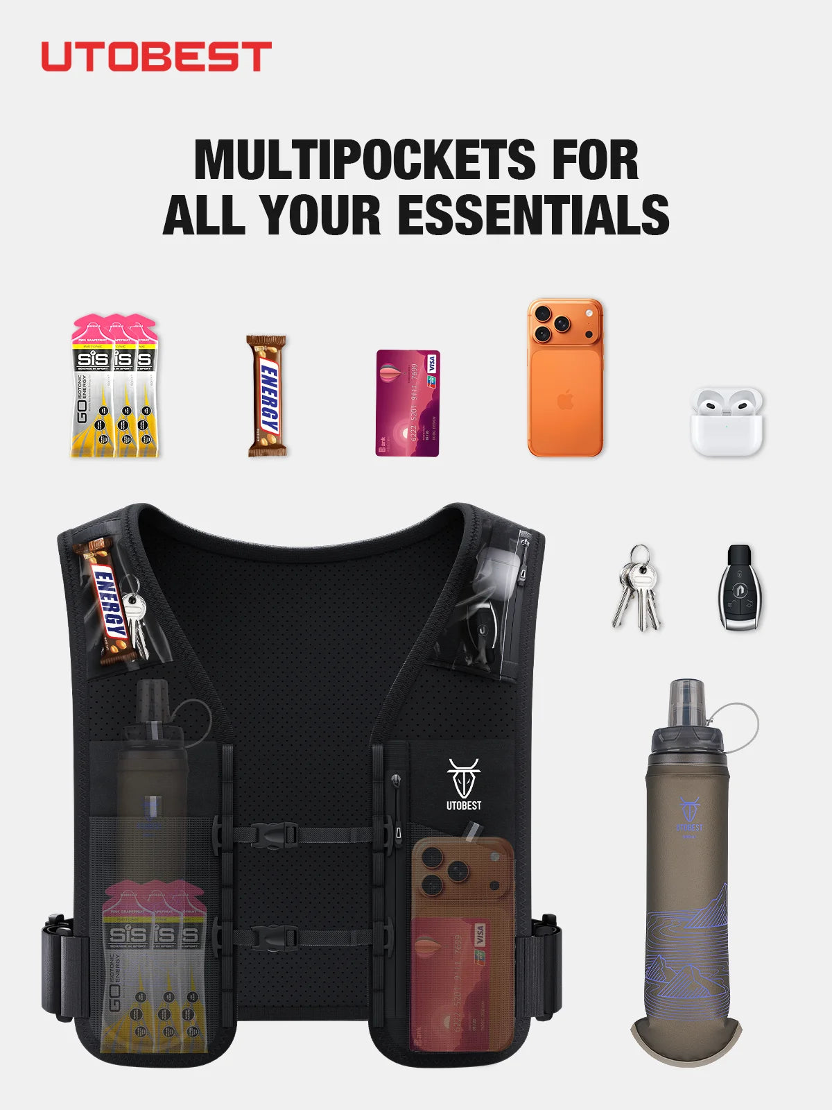 UTOBEST UTR113 Hydration Vest – Reflective & Adjustable for Outdoor Sports