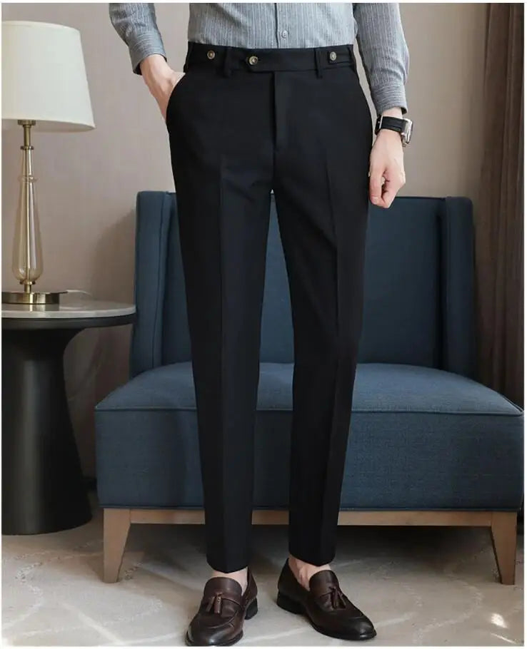 Men’s Slim Dress Pants – Adjustable Waist Business & Wedding Style