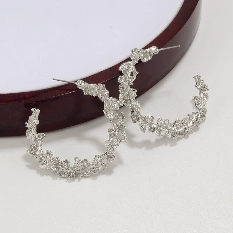 Trendy Rose Flower Semicircle Earrings for Women
