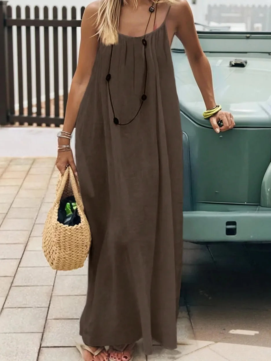 Women's Loose-Fit Spaghetti Strap Casual Summer Home Dress
